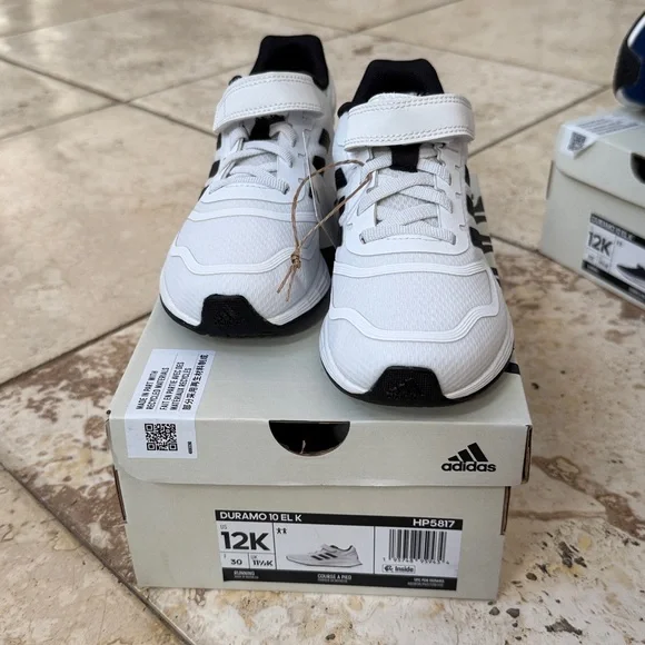 Adidas Duramo White and Black Kids' Shoes - Picture 1 of 4